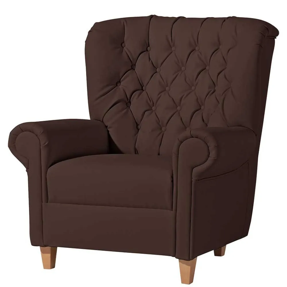 Wohnen Kunstleder Ohrensessel in Braun - Ziller