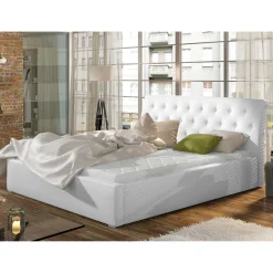 Wohnen Jugendbetten*Kunstleder Polsterbett in Weiß - Compadro