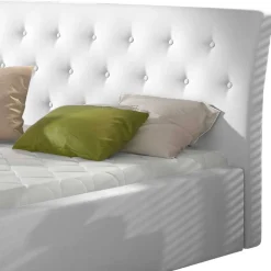 Wohnen Jugendbetten*Kunstleder Polsterbett in Weiß - Compadro