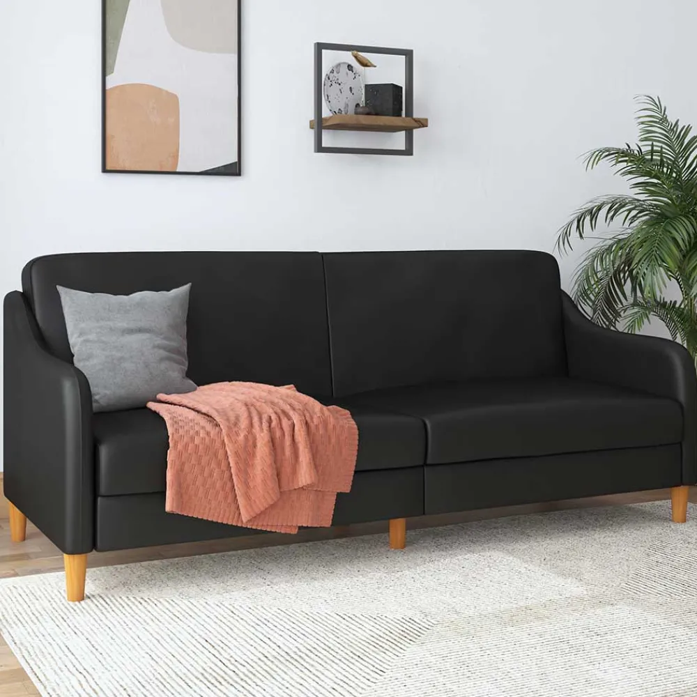 Wohnen Sofas|Sofa*Kunstleder Schlafsofa in Schwarz - Marc