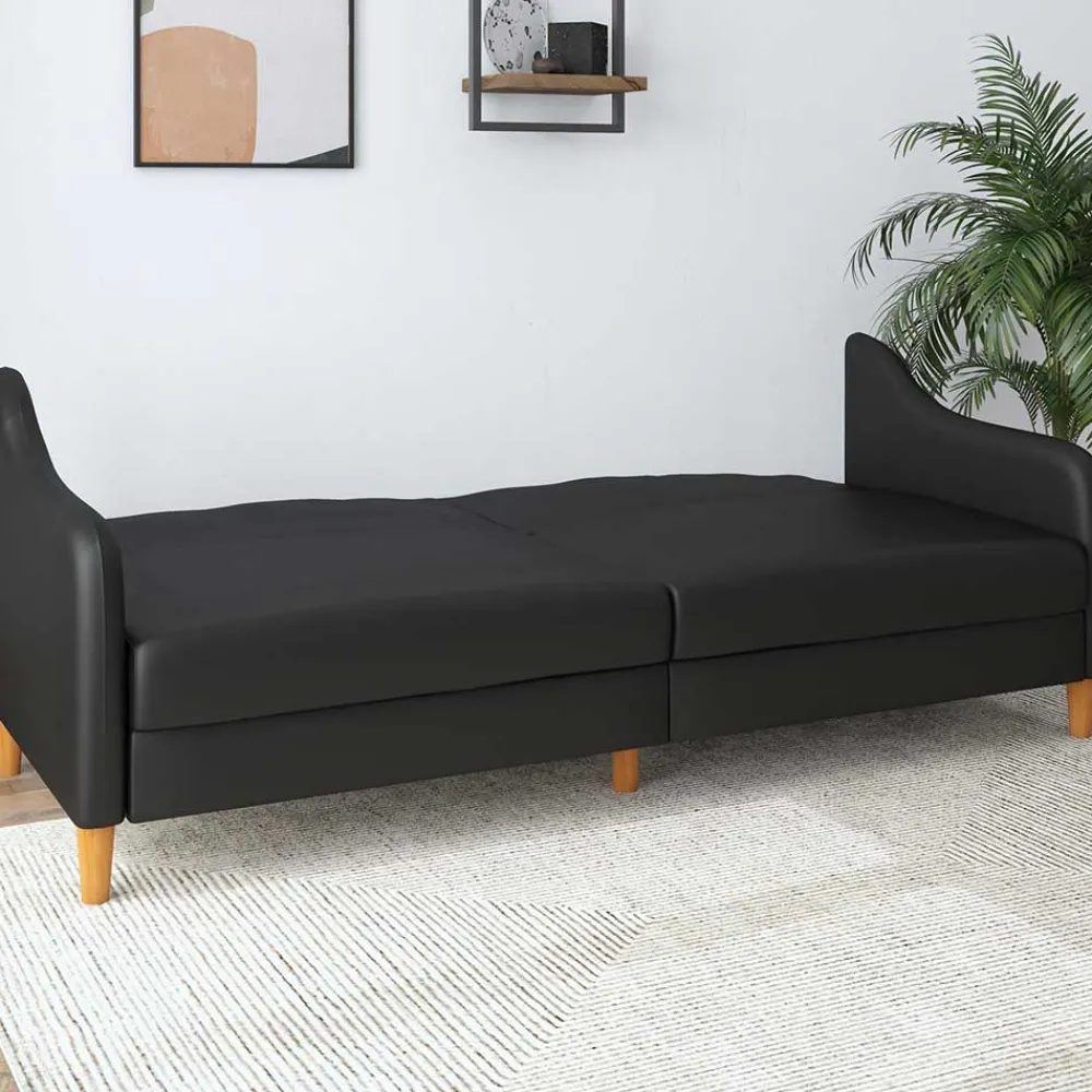 Wohnen Sofas|Sofa*Kunstleder Schlafsofa in Schwarz - Marc