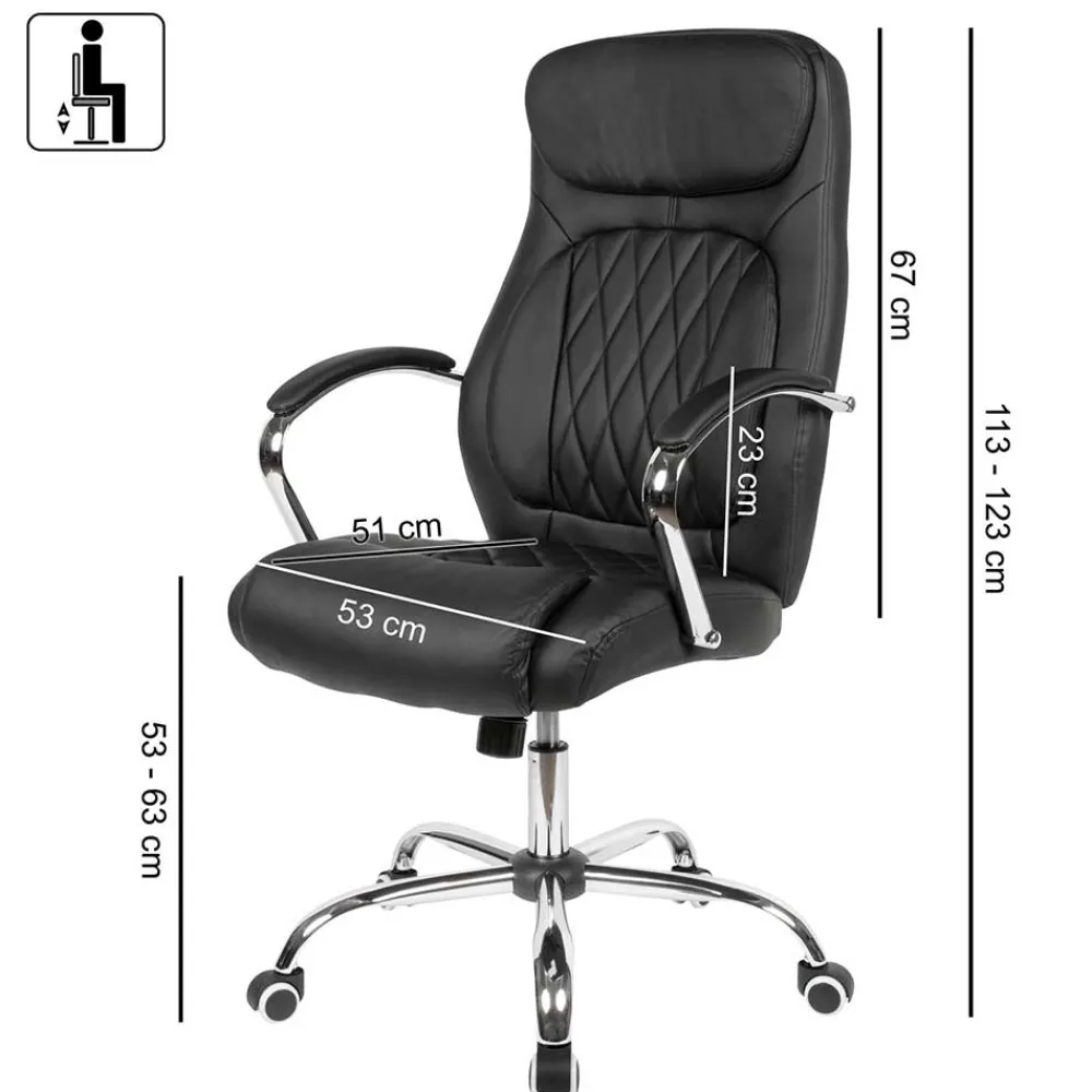 Wohnen Bürostühle*Kunstleder Schreibtischsessel in Schwarz - Elliot