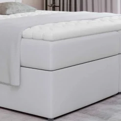 Wohnen Kunstlederbett in Weiß mit Stauraum - Norman