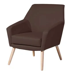 Wohnen Braune Möbel|Retro Möbel*Kunstleder-Sessel in Braun und Buche Natur - Astina