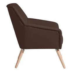 Wohnen Braune Möbel|Retro Möbel*Kunstleder-Sessel in Braun und Buche Natur - Astina