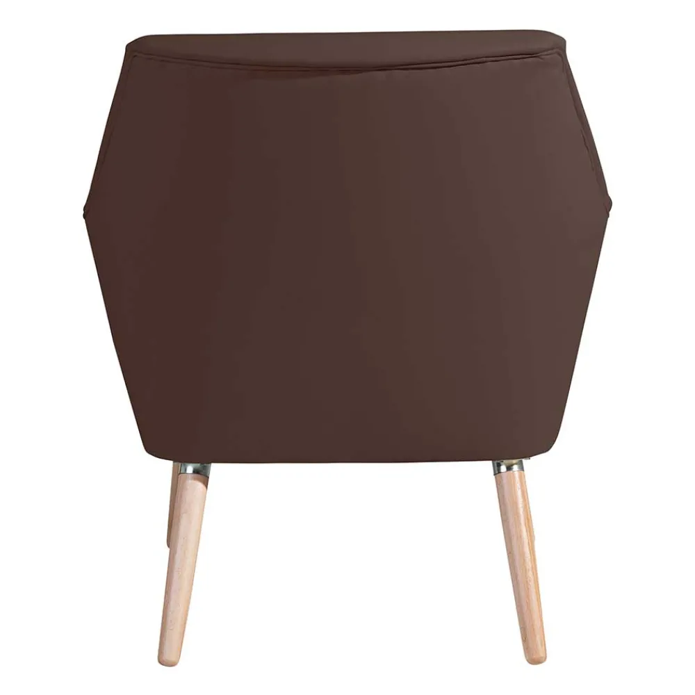 Wohnen Braune Möbel|Retro Möbel*Kunstleder-Sessel in Braun und Buche Natur - Astina