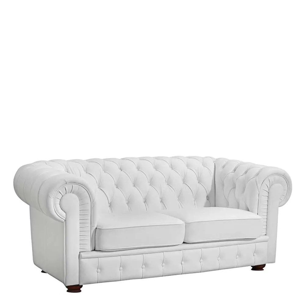 Wohnen Kunstledersofa in Weiß - Chesterfield - Dossera