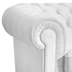 Wohnen Kunstledersofa in Weiß - Chesterfield - Dossera