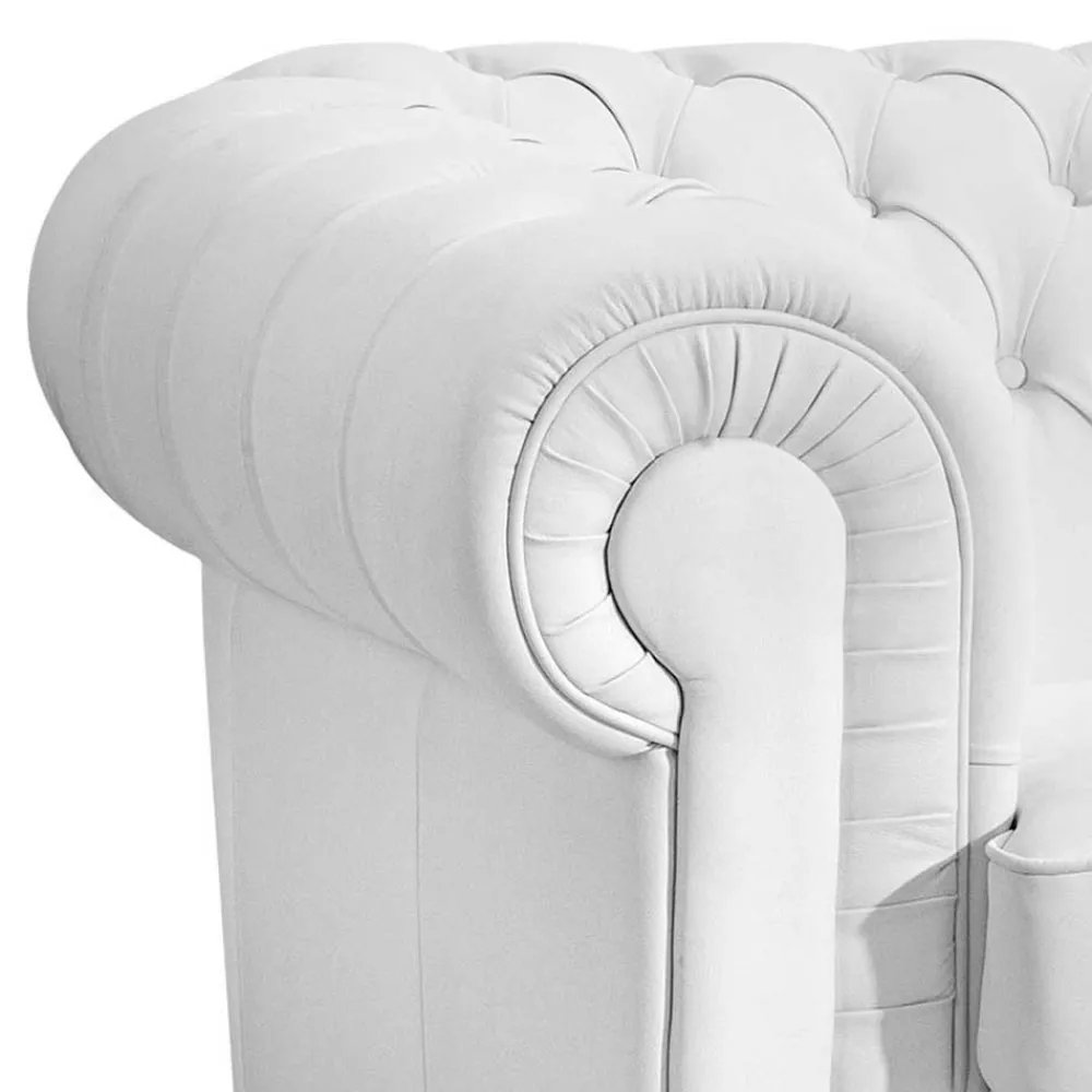 Wohnen Kunstledersofa in Weiß - Chesterfield - Dossera