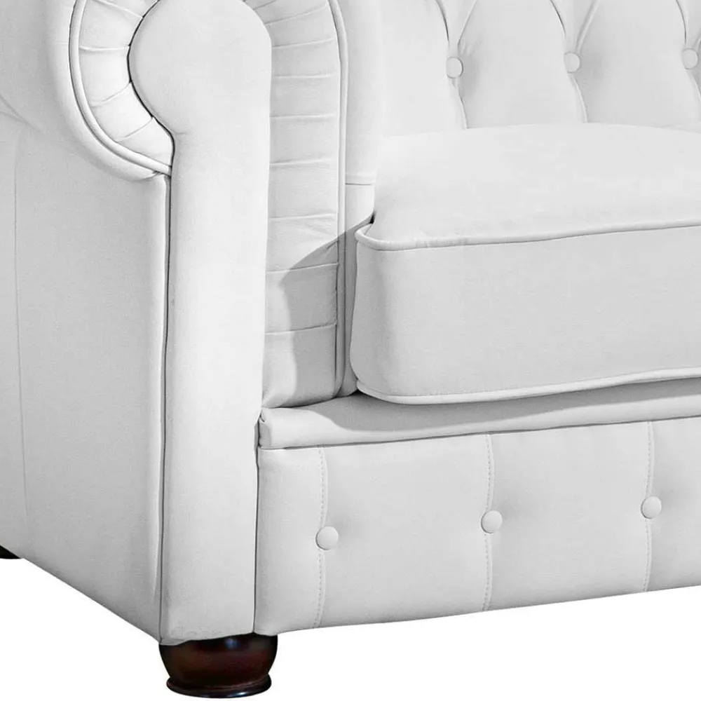 Wohnen Kunstledersofa in Weiß - Chesterfield - Dossera