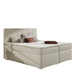 Wohnen Weiße Möbel|Betten*Kunstleder-Stauraumbett in Cremeweiß - Olav