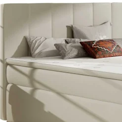 Wohnen Weiße Möbel|Betten*Kunstleder-Stauraumbett in Cremeweiß - Olav