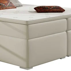 Wohnen Weiße Möbel|Betten*Kunstleder-Stauraumbett in Cremeweiß - Olav