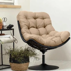 Wohnen Kunstrattan Drehsessel in Schwarz - Ojeva