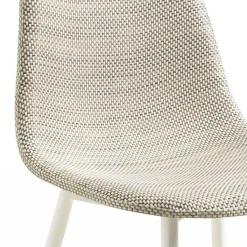 Wohnen Rattanmöbel*Kunstrattan Esszimmerstuhl in Weiß Beige Neptun mit Metall Gestell (4er Set)