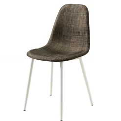 Wohnen Kunstrattan Schalenstuhl in Braun Macorys mit Stahl Gestell Weiß (4er Set)