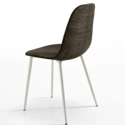 Wohnen Kunstrattan Schalenstuhl in Braun Macorys mit Stahl Gestell Weiß (4er Set)