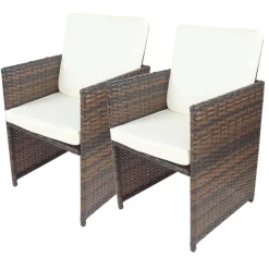 Wohnen Kunstratten Outdoorstühle in Braun - Dorau (2er Set)