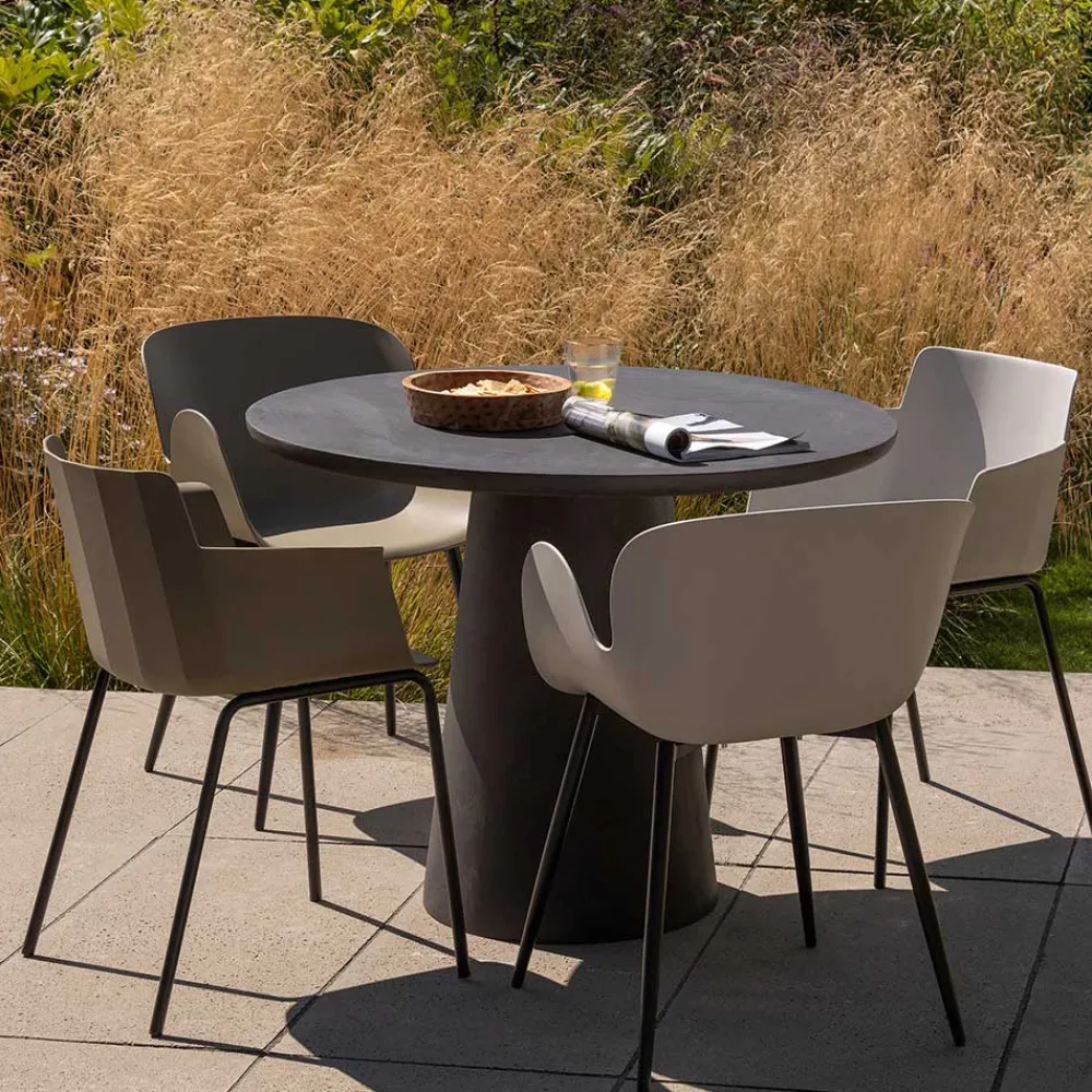 Wohnen Stühle*Kunststoff Armlehnenstühle in Graubraun - Cayro (4er Set)