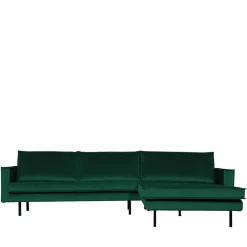 Wohnen L Form Sofa Rundecke in Grün Samt - Distroit