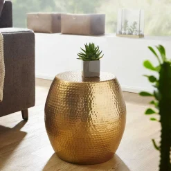 Wohnen Lackierter Metall-Beistelltisch in Gold - Franc