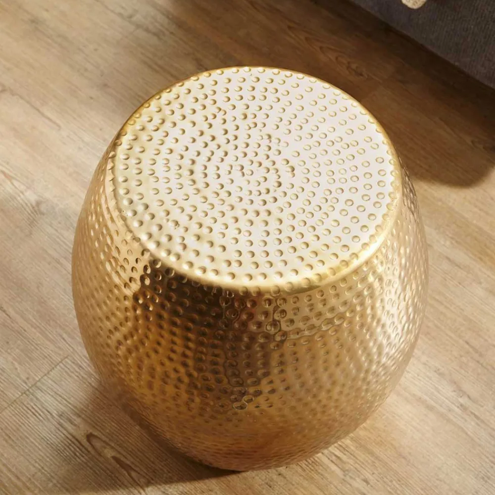 Wohnen Lackierter Metall-Beistelltisch in Gold - Franc