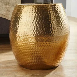 Wohnen Lackierter Metall-Beistelltisch in Gold - Franc