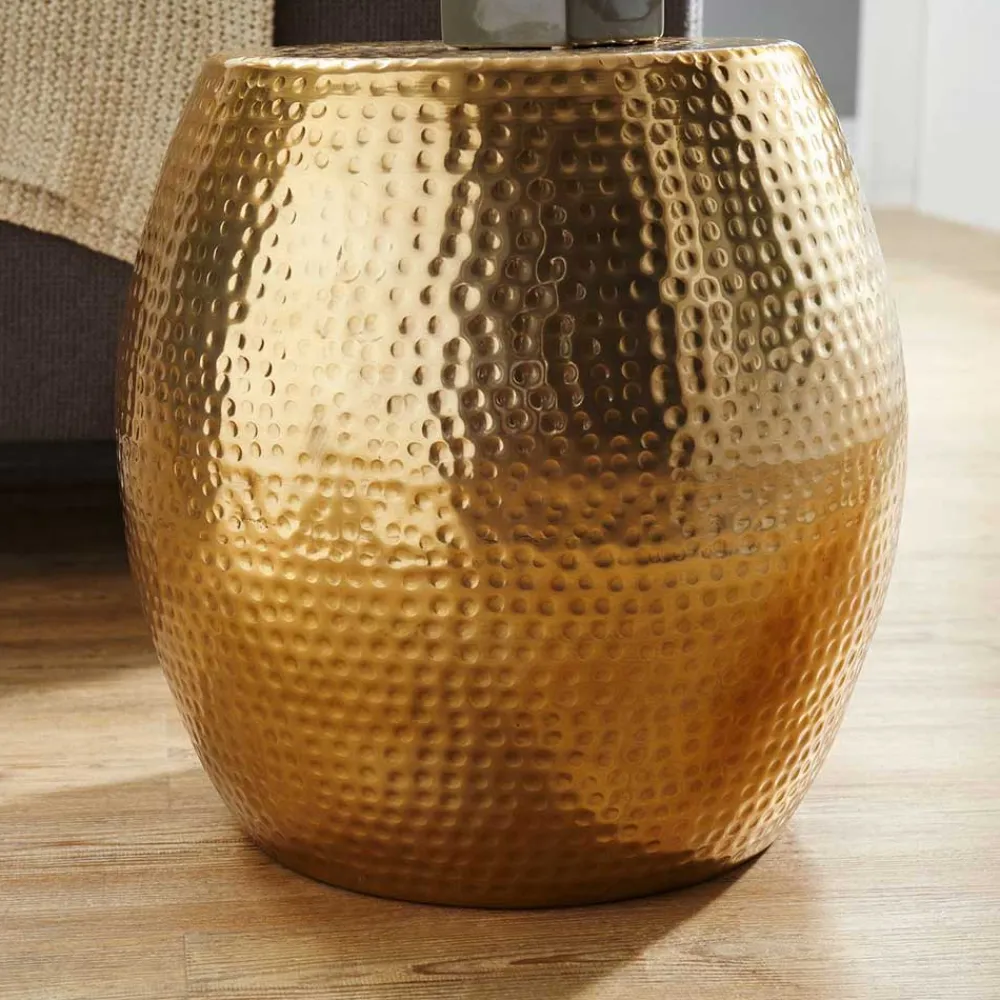 Wohnen Lackierter Metall-Beistelltisch in Gold - Franc