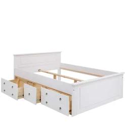 Wohnen Jugendbetten*Lackiertes Kiefernholz Ehebett in Weiß - Velriva