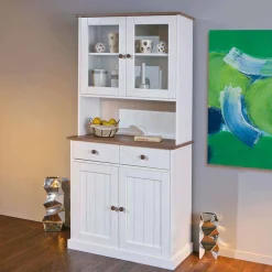 Wohnen Landhaus Büfett Schrank in Weiß mit Braun - Vatina