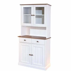 Wohnen Landhaus Büfett Schrank in Weiß mit Braun - Vatina