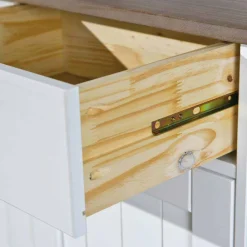 Wohnen Landhaus Büfett Schrank in Weiß mit Braun - Vatina