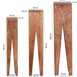 Wohnen Designermöbel*Landhaus Blumenständer Set Pisino aus Massivholz naturbelassen (dreiteilig)