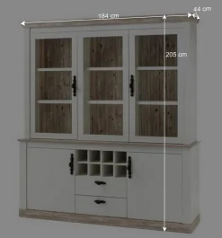 Wohnen Landhaus Buffet Schrank in Weiß Pinie Nedita 184 cm breit
