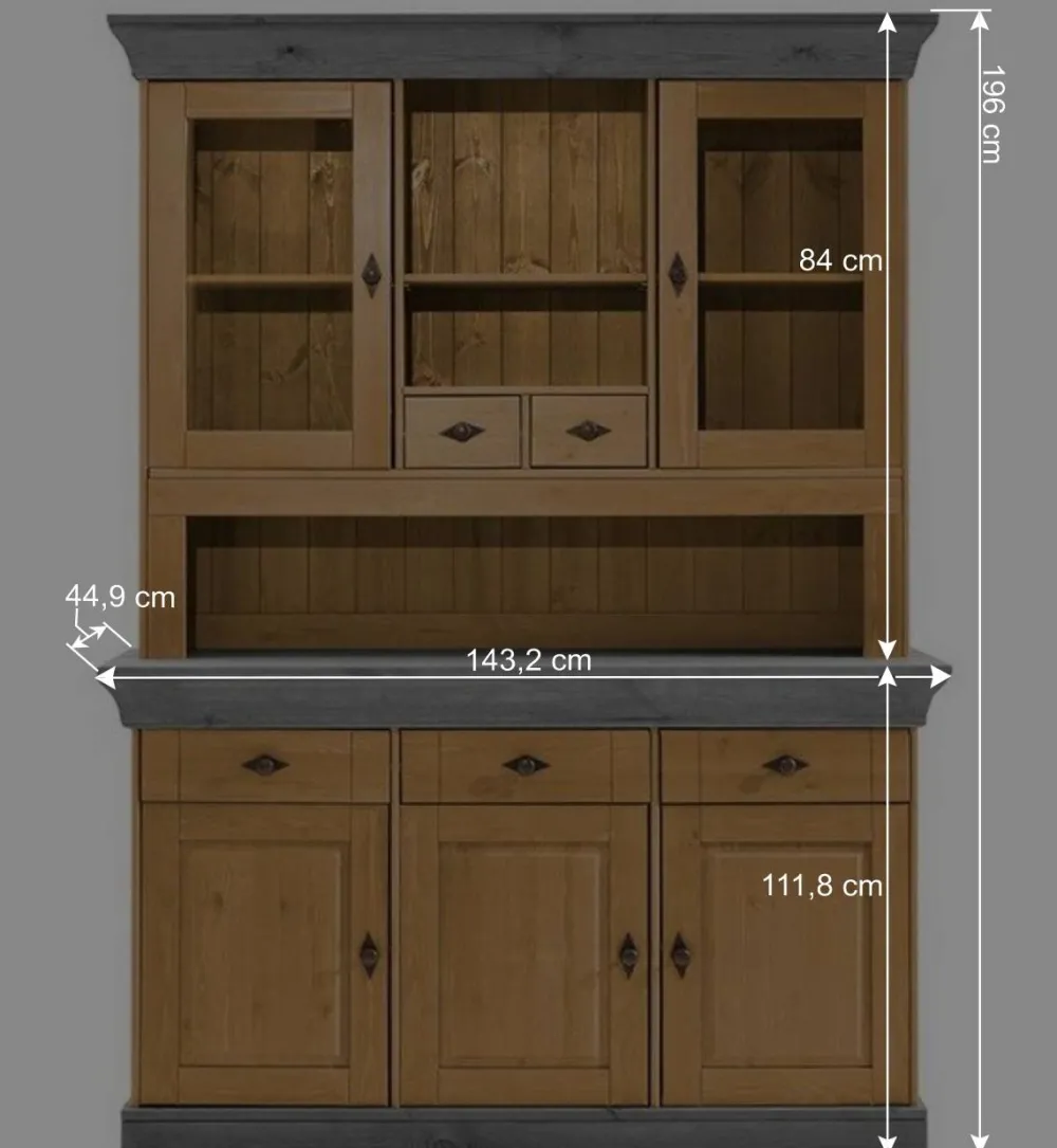 Wohnen Landhaus Buffetschrank aus Massivholz zweifarbig - Eshelas