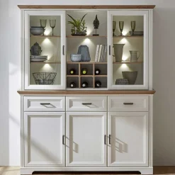 Wohnen Esszimmer-Vitrinen|Esszimmerschränke*Landhaus Buffetschrank mit Beleuchtung - Sinolita