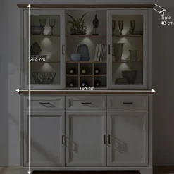 Wohnen Esszimmer-Vitrinen|Esszimmerschränke*Landhaus Buffetschrank mit Beleuchtung - Sinolita
