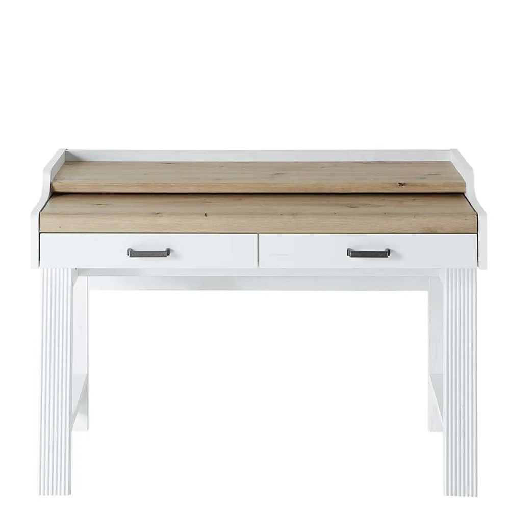 Wohnen Bürotische*Landhaus Computertisch in Weiß & Eiche - Mehady