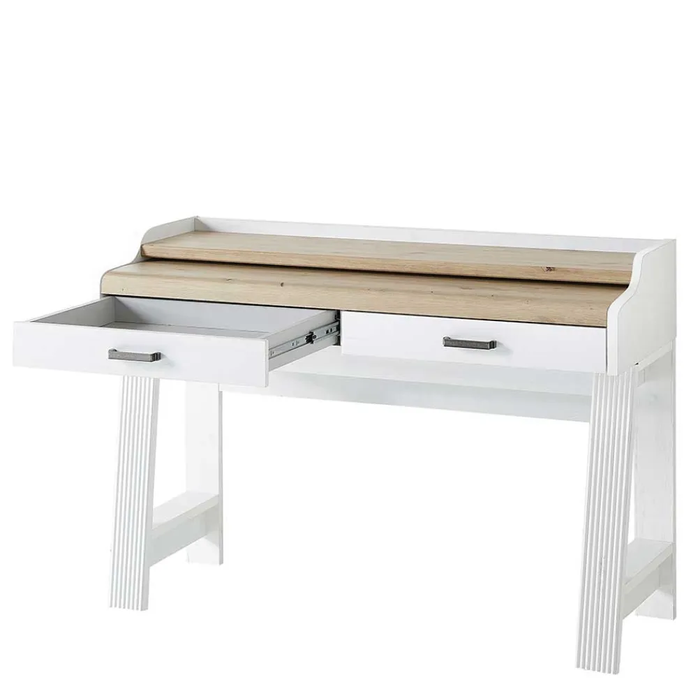 Wohnen Bürotische*Landhaus Computertisch in Weiß & Eiche - Mehady