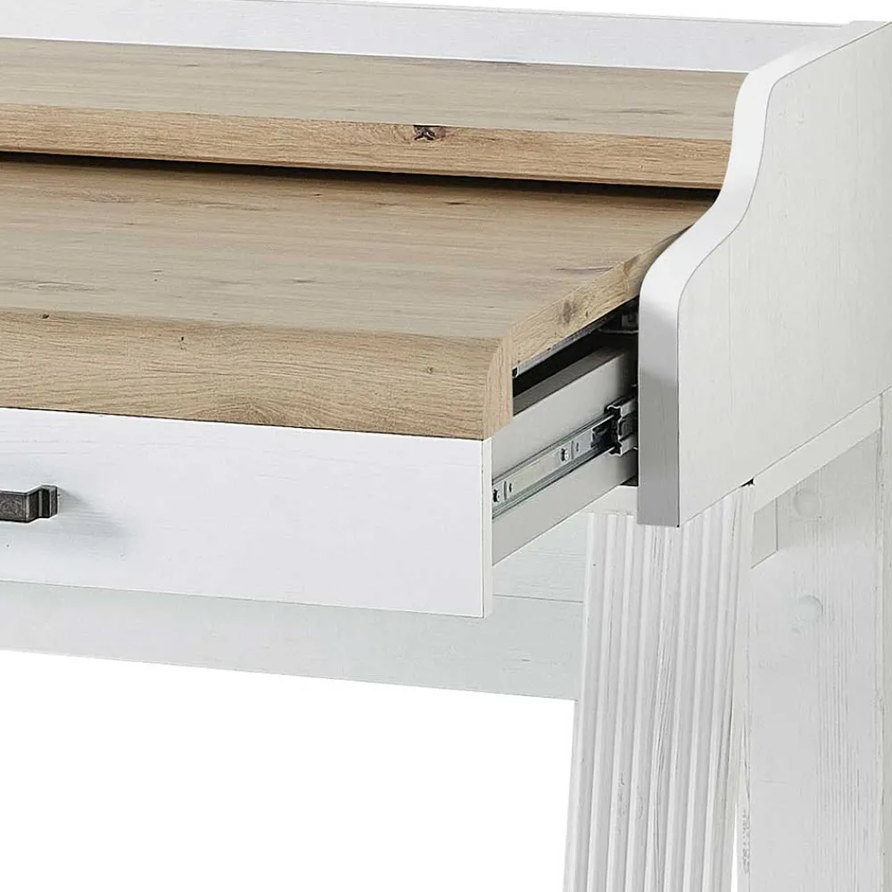 Wohnen Bürotische*Landhaus Computertisch in Weiß & Eiche - Mehady
