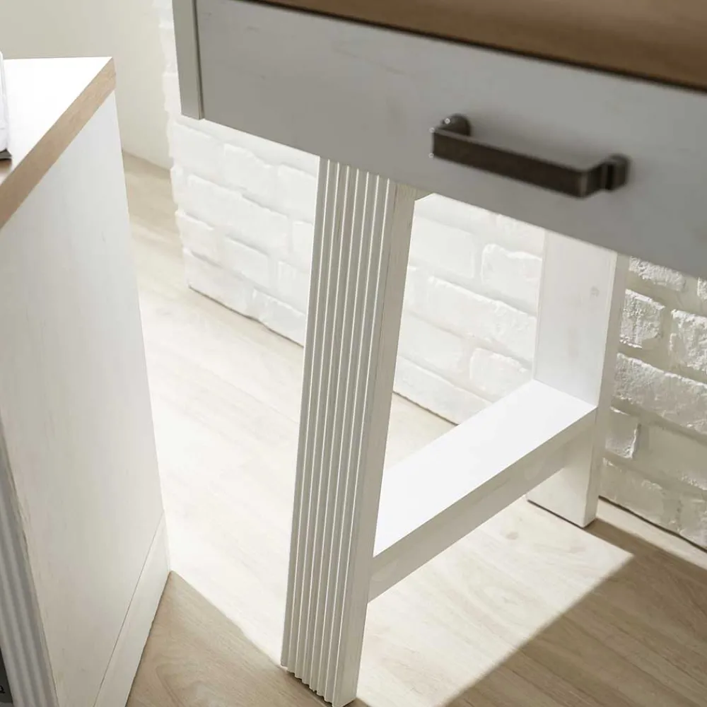 Wohnen Bürotische*Landhaus Computertisch in Weiß & Eiche - Mehady