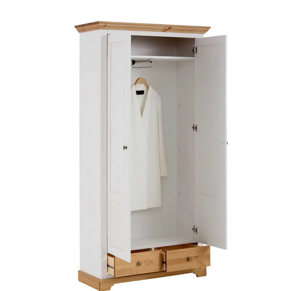 Wohnen Weiße Möbel|Glasmöbel*Landhaus Dielenmöbel Kombi - Axdonira (dreiteilig)