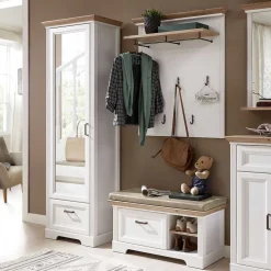 Wohnen Garderoben|Garderoben*Landhaus Dielenmöbel Set zweifarbig - Nurelcas (dreiteilig)