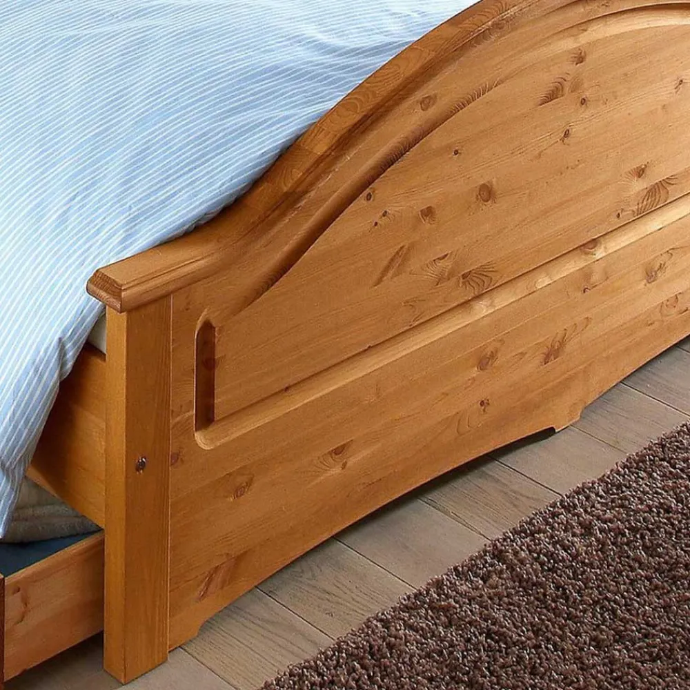 Wohnen Jugendbetten*Landhaus Doppelbett Set in Kiefer - Vocoja (dreiteilig)