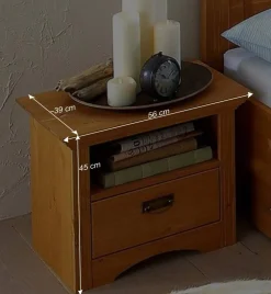 Wohnen Jugendbetten*Landhaus Doppelbett Set in Kiefer - Vocoja (dreiteilig)