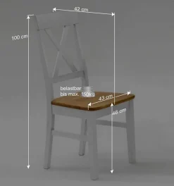 Wohnen Küchen-Essgruppen|Esszimmer Komplett*Landhaus Essgruppe Sibiuta in Weiß Kiefer massiv (vierteilig)