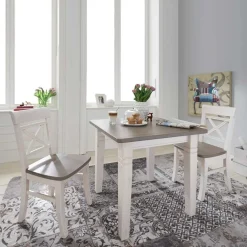 Wohnen Sitzgruppe|Küchen-Essgruppen*Landhaus Esszimmermöbel Yoan in Weiß-Grau (dreiteilig)