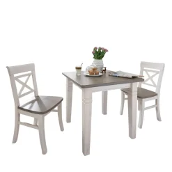 Wohnen Sitzgruppe|Küchen-Essgruppen*Landhaus Esszimmermöbel Yoan in Weiß-Grau (dreiteilig)