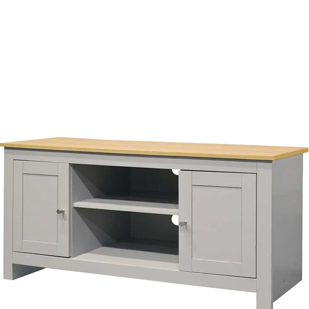 Wohnen Landhaus Fernseher Unterschrank in Grau & Eiche - Poliesti