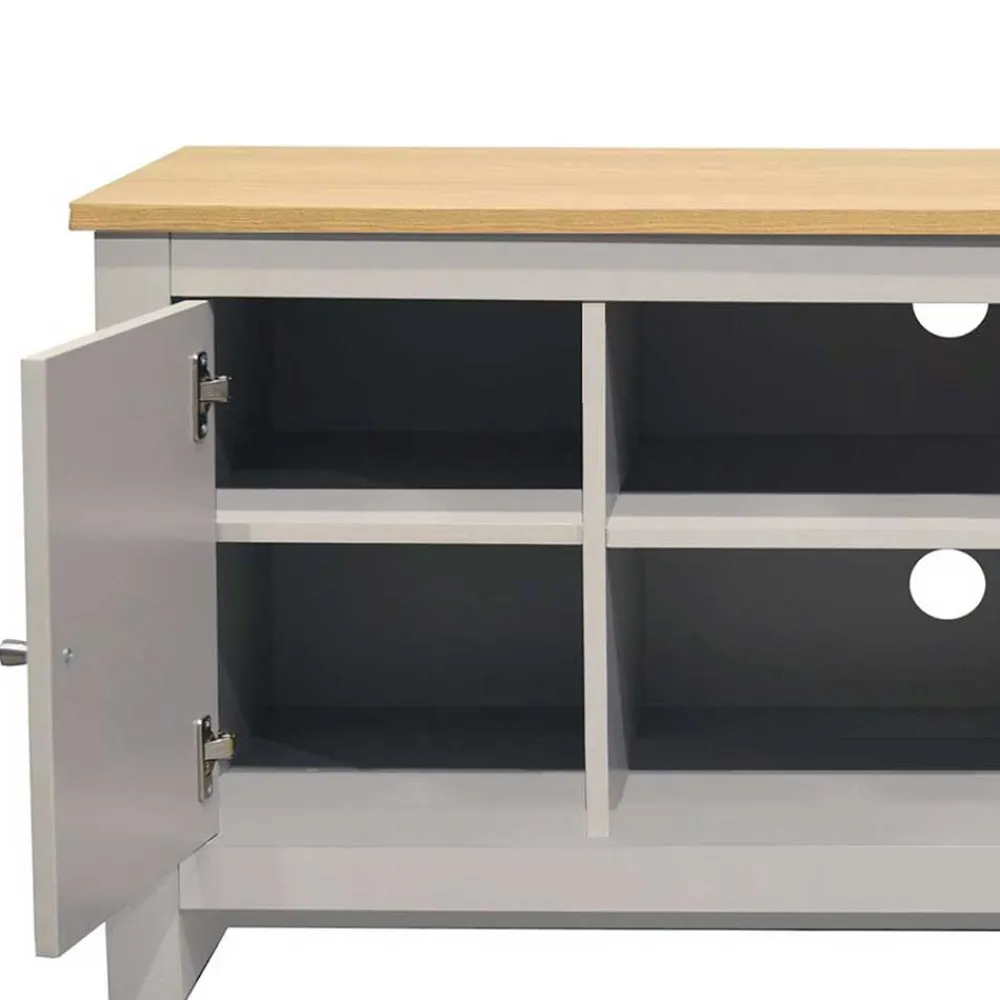 Wohnen Landhaus Fernseher Unterschrank in Grau & Eiche - Poliesti